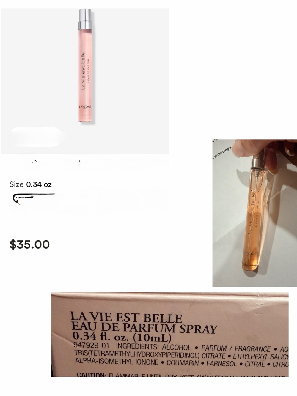 LA VIE EST BELLE EAU DE
 0.34 spry
NWT